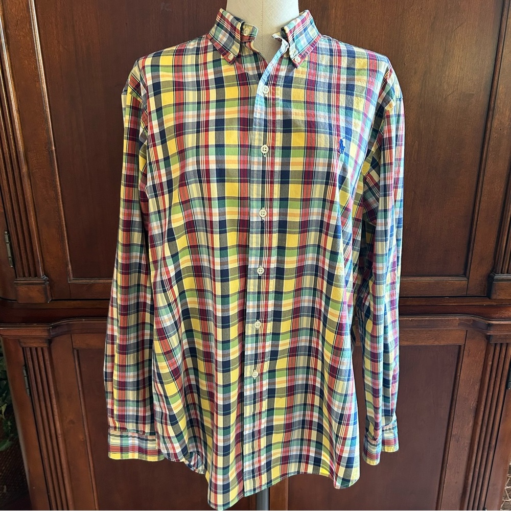 Ralph Lauren Plaid Classic Fit Button Down Shirt Size Large
